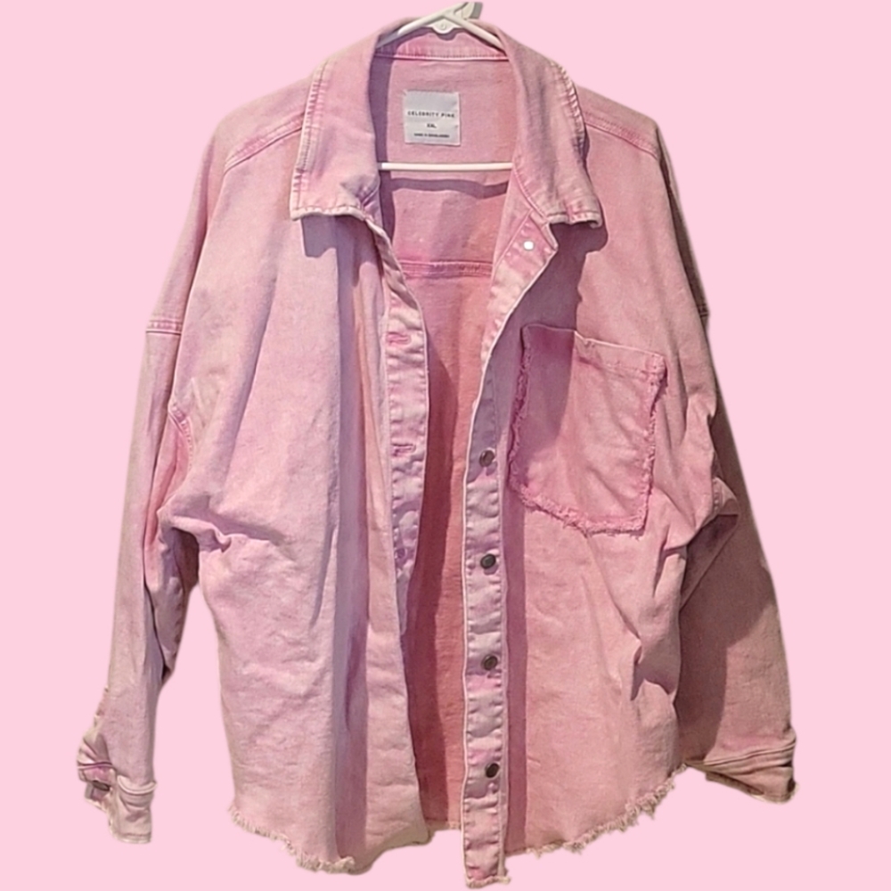 Celebrity Pink Denim Shirt Jacket